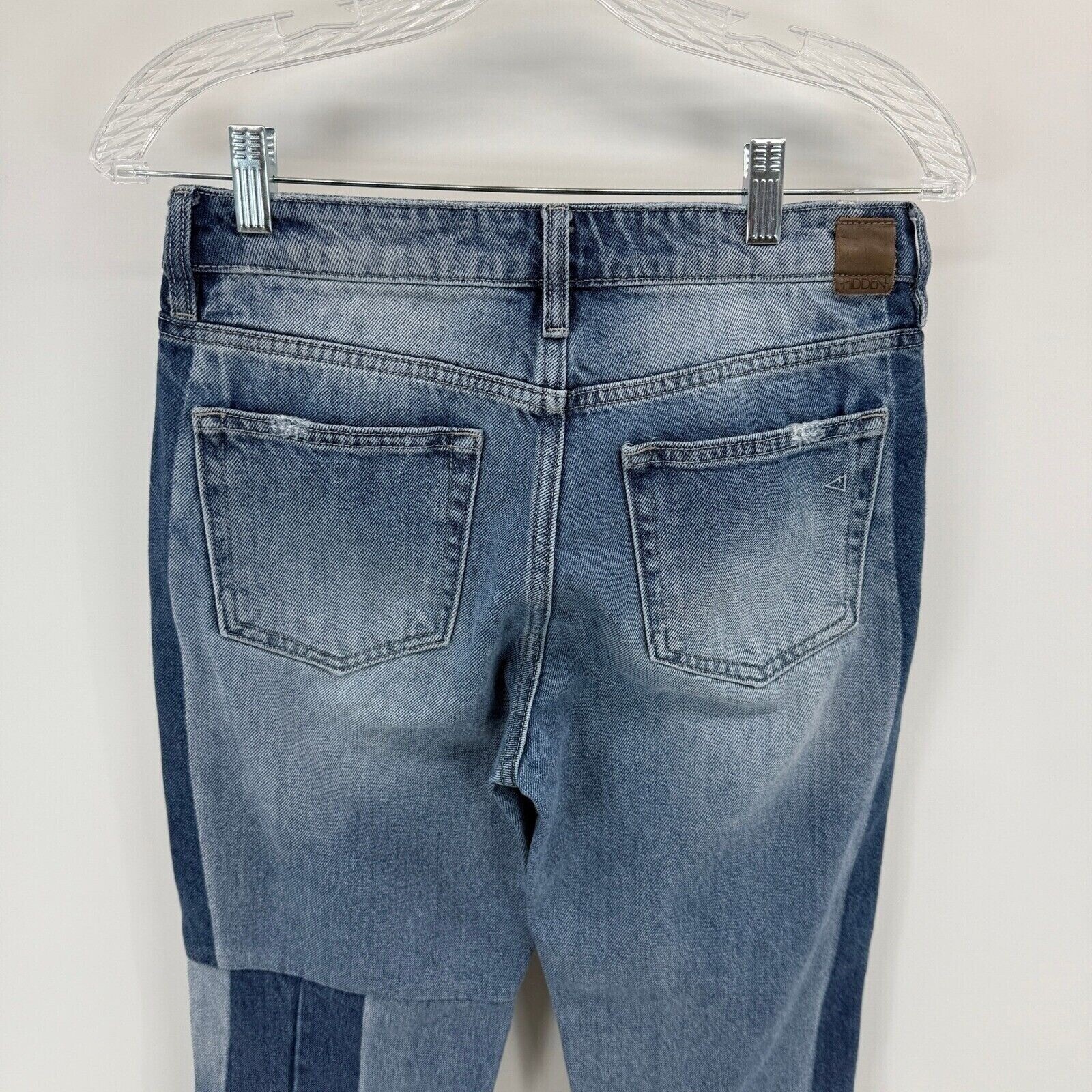 Hidden Jeans Distressed Patchwork Crop Denim Raw … - image 7