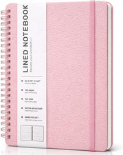 Lined Spiral Journal Notebook, A5 Hardcover Leather Notebook for Work, 5.7'' 8.2
