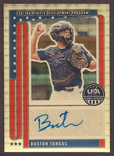 2026 Panini Stars & Stripes USA Prizm Boston Targac 13/14U Gold Vinyl Auto 1/1