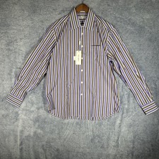 Dolce & Gabbana NWT Dress Shirt Men's 17 LS Purple Brown White Stripes Pocket