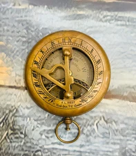 Compass Maritime Pocket Sundial Nautical Brass Compass With Antique Style