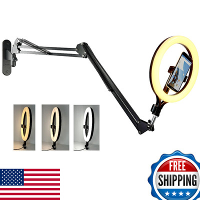 11'' Ring Light Wall Mount Phone Holder Cell Phone Selfie Light Wall Rotating