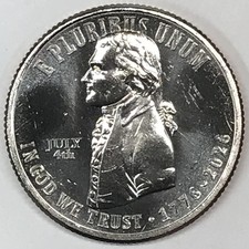 2026 July 4th Privy Mark Declaration of Independence SemiQ Quarter from OBW Roll