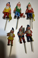 Vintage Gnomes Hard Plastic Elves Dwarfs Figures lot of 6 Hong Kong