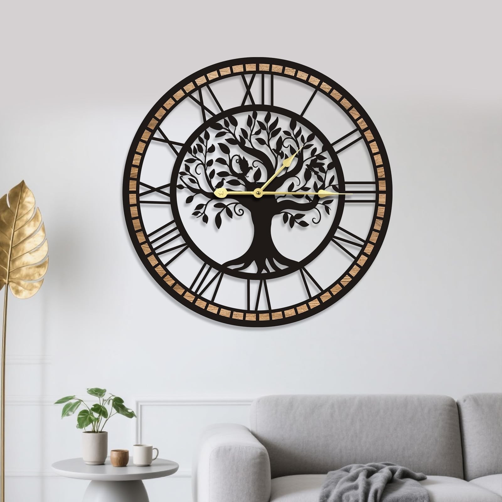 For Living Room Decor - Tree Of Life Big Wall Clock, Quiet A