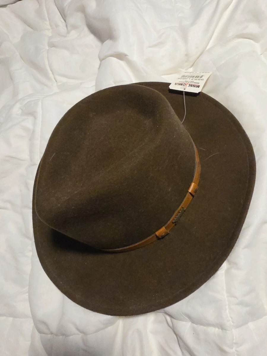 Minnetonka Brown Wool Felt Fedora with Leather Band s-l400.jpg main image 2