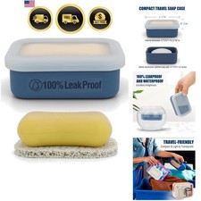 Compact Leakproof Silicone Travel Soap Case, Portable Soap Container with Dra...