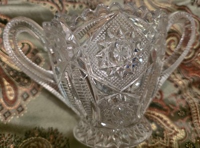 Antique American Brilliant Period (ABP) Cut Glass Sugar Bowl HEAVY