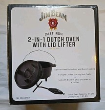 Jim Beam Cast Iron Camp Dutch Oven (3.5 Qt) Lid (1.05 Qt) For use over campfire