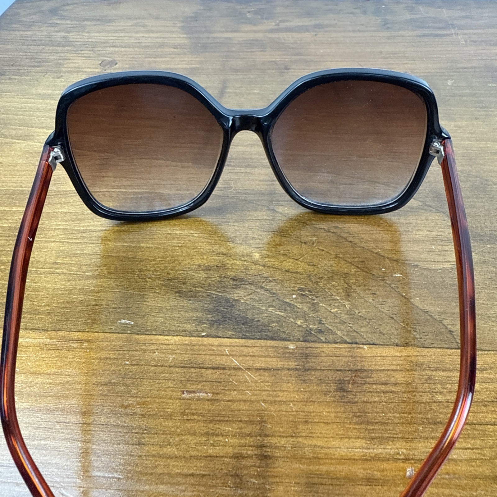 Vintage Oversized Rectangular Sunglasses Black & … - image 5