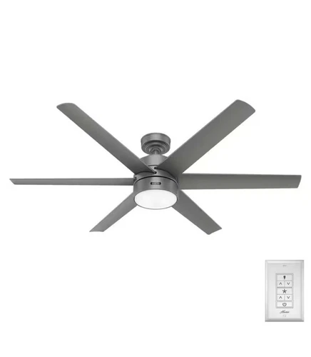 Hunter Solaria Ceiling Fan  60" Matte Silver Indoor Or Outdoor Remote ETL Rated - Picture 1 of 18