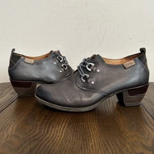 Pikolinos Women’s 38 Rotterdam Gray Leather Lace Up Comfort Booties Shoes