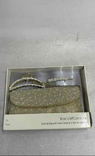 Jessica McClintock Gold Pearl Rhinestone Evening Clutch Bag Hair Clip Gift Set