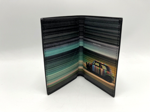 Paul Smith MINI 'Blur' Signature Stripe Credit Card Black Leather Wallet - Picture 8 of 16