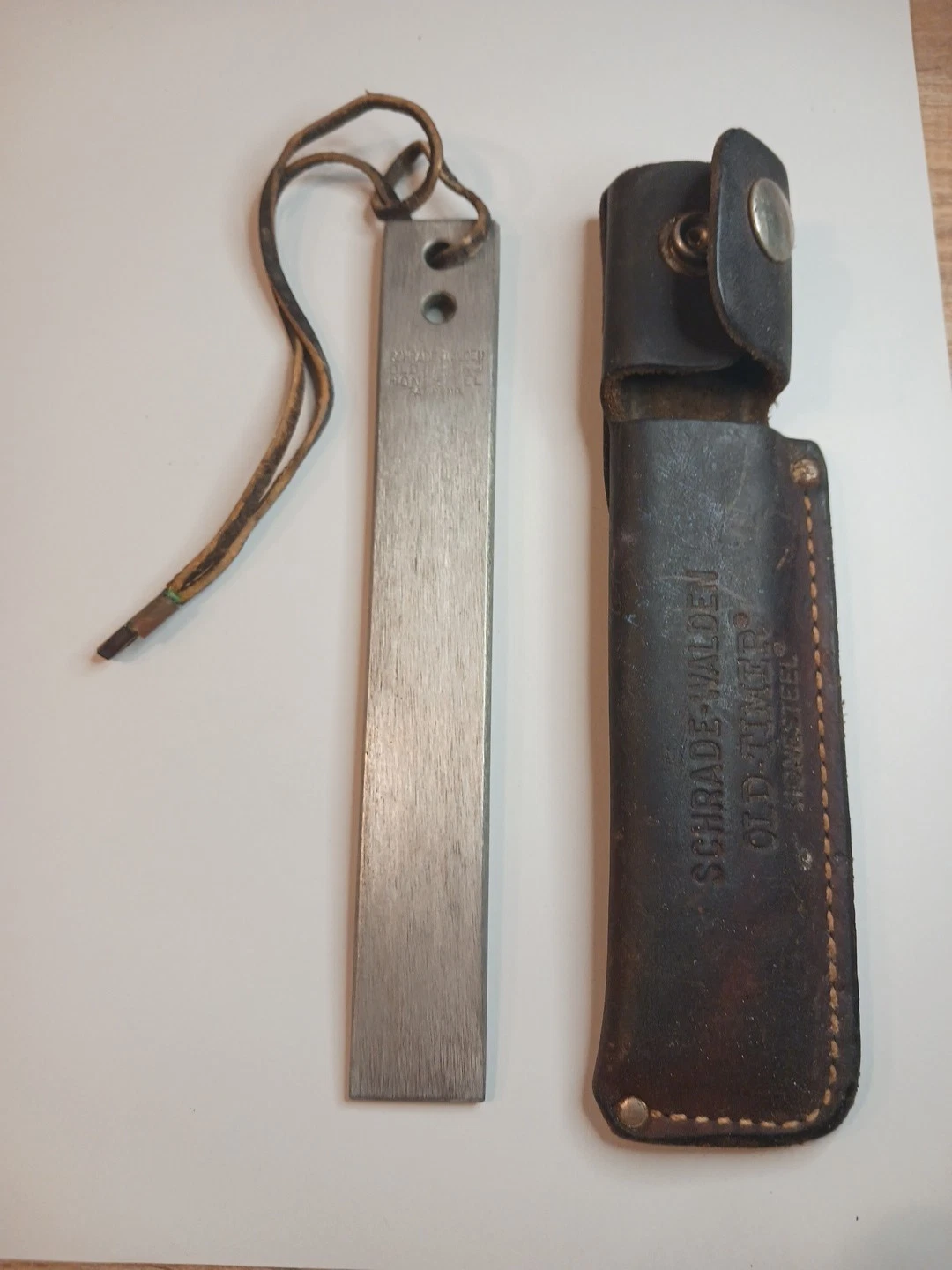 Vtg Schrade Knife Sharpener with Original Leather Sheath Old Timer Honesteel