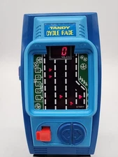 VINTAGE TANDY CYCLE RACE Hand Held Video Game Blue TESTED & WORKS Made in JAPAN