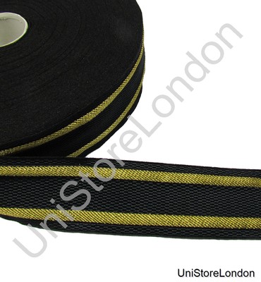 Zopf schwarz 2 Goldstreifen 34 mm breit R1458