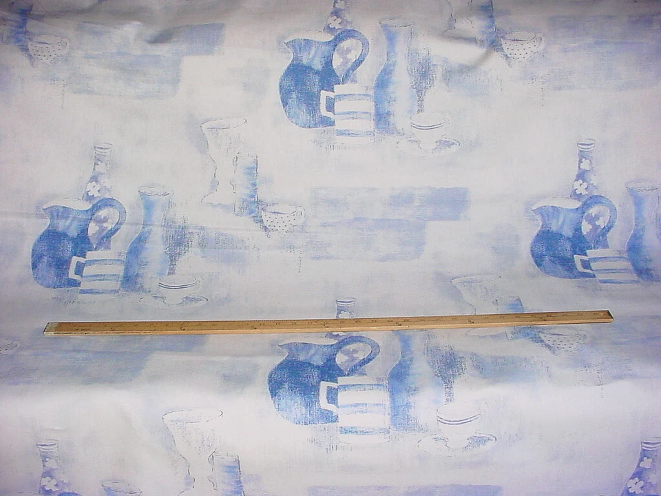 Tela de tapicería para cortinas de algodón azul blanco 5Y Mulberry Lee Jofa Bodegón Foto 4 de 4