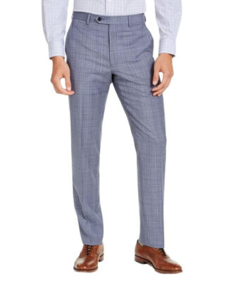 lauren ralph lauren men's classic-fit ultraflex stretch check dress pants MEN'S, PANTS, BLUE [36x32] Size:Large/16-16.5 Neck/32-33 Sleeve
