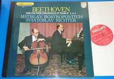 Rostropovich/Sviatoslav Richter BEETHOVEN Cello Sonatas No.1, 4  5 - Philips LP