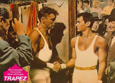 Trapez ORIGINAL Aushangfoto Burt Lancaster / Tony Curtis / Gina Lollobrigida 
