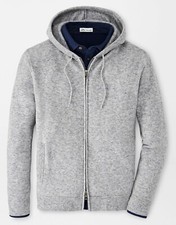 NEW MENS PETER MILLAR GOLF L/S MERINO BLEND BOUCLE HOODIE SWEATER, MEDIUM, GREY