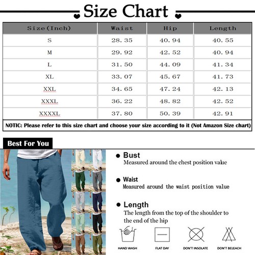 Herren Strand Natur Baumwolle Leinen Hose Sommer Relaxed Fit Einfarbig Hose. - Bild 31 von 37