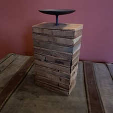 Upcycling: Kerzenständer aus verleimten Restholz, Alternativ, Nachhaltig, 29 cm 