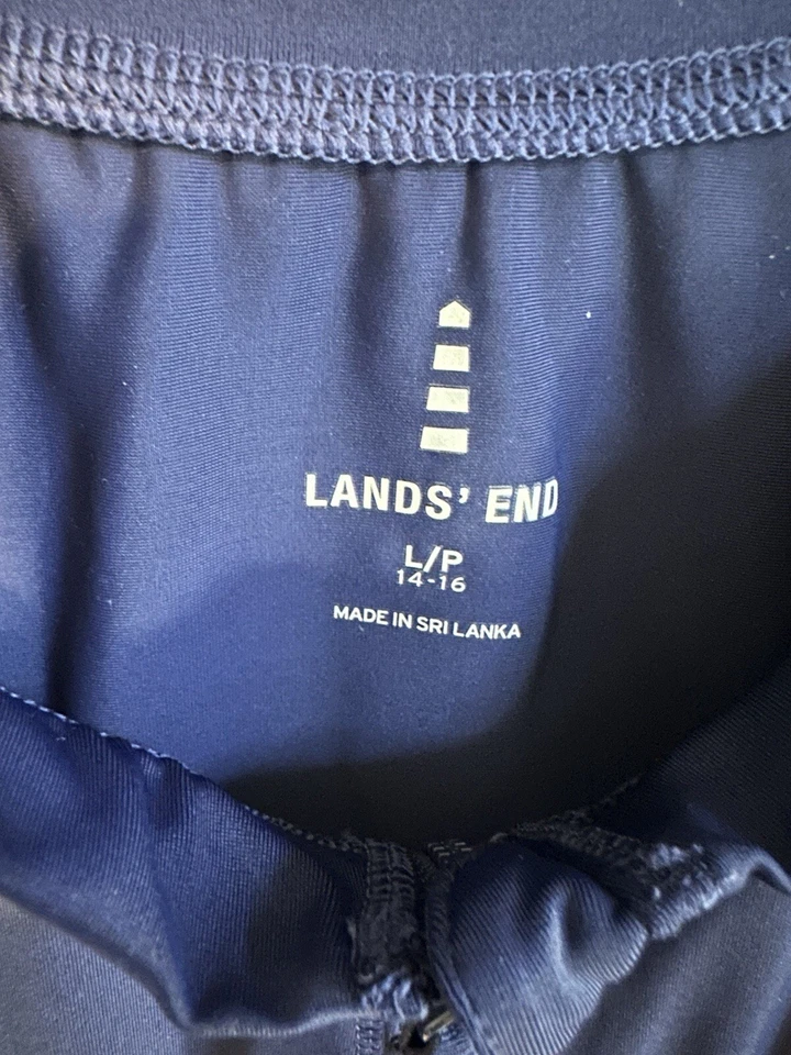 Camisa Lands' End Niños Grande 14-16 Azul Marino Natación Protección Antierupciones Cremallera Completa Manga Corta Foto 4 de 4