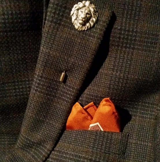 Black Rhodium 935 Argentium Silver Lion Face Design Men's Luxury Lapel Pin - Image 3 of 4