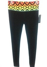 NO BOUNDARIES - Juniors XS 1 , S 3-5 Black Pants W/Multi-Colored Stretch Band