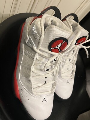Nike Mens Air Jordan 6 Rings 322992-126 White Leather Basketball Shoes Size 17 Nike Air Jordan 6 Rings Men Size 11 Cherry White Black Red  main image 4