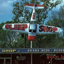 Vintage Airplane Dive Bombing Mattress Store The Sleep Shop Postcard Baton Rouge