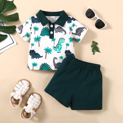 Newborn Baby Boys Dinosaur Tracksuit Tops Pants Trousers Set Outfit Clothes