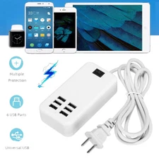 6USB Port Desktop Travel Charger Rapid Tower Charging Wall Station Power Adapter