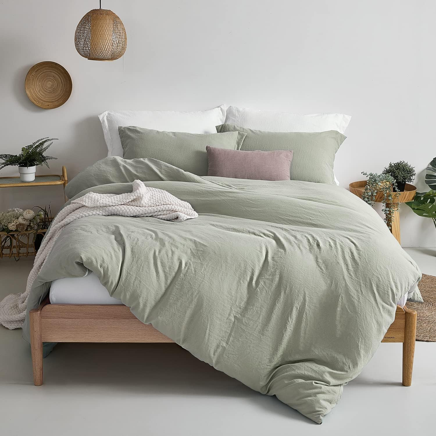 Super Soft Duvet Cover - 100% Washed Microfiber October Mist Sage Comforter Cove