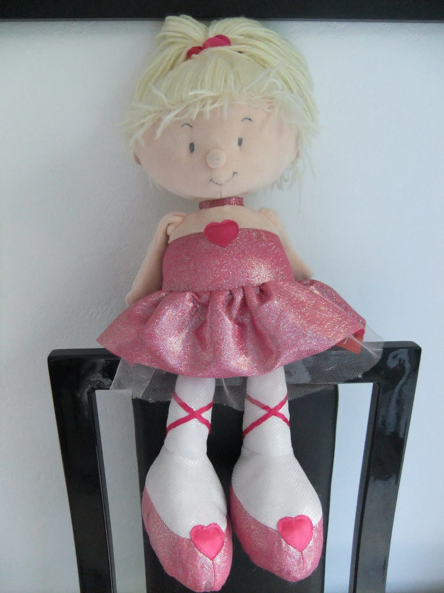 HAMLEYS RAG DOLL SOFT CUDDLY TOY TEDDY BEAR PINK DRESS SHOES HEART BLOND HAIR