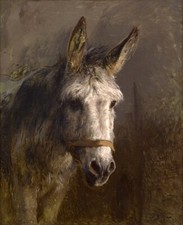 Oil painting Portrait-of-a-Donkey-Rosa-Bonheur-Oil-Painting animal in landscape