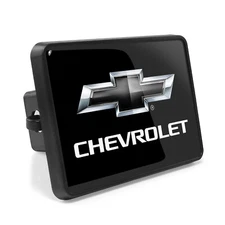 Chevrolet Black Logo UV Graphic Black Metal Plate on ABS Plastic Tow Hitch Cover
