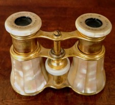 Antique French Lemaire Fabt Mother-Of-Pearl w/Gold Opera Glasses Early 1900's