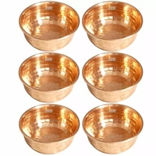 Copper Hammered Design Serving Bowl Katori Tableware Dinnerware 125 ml- Set of 6