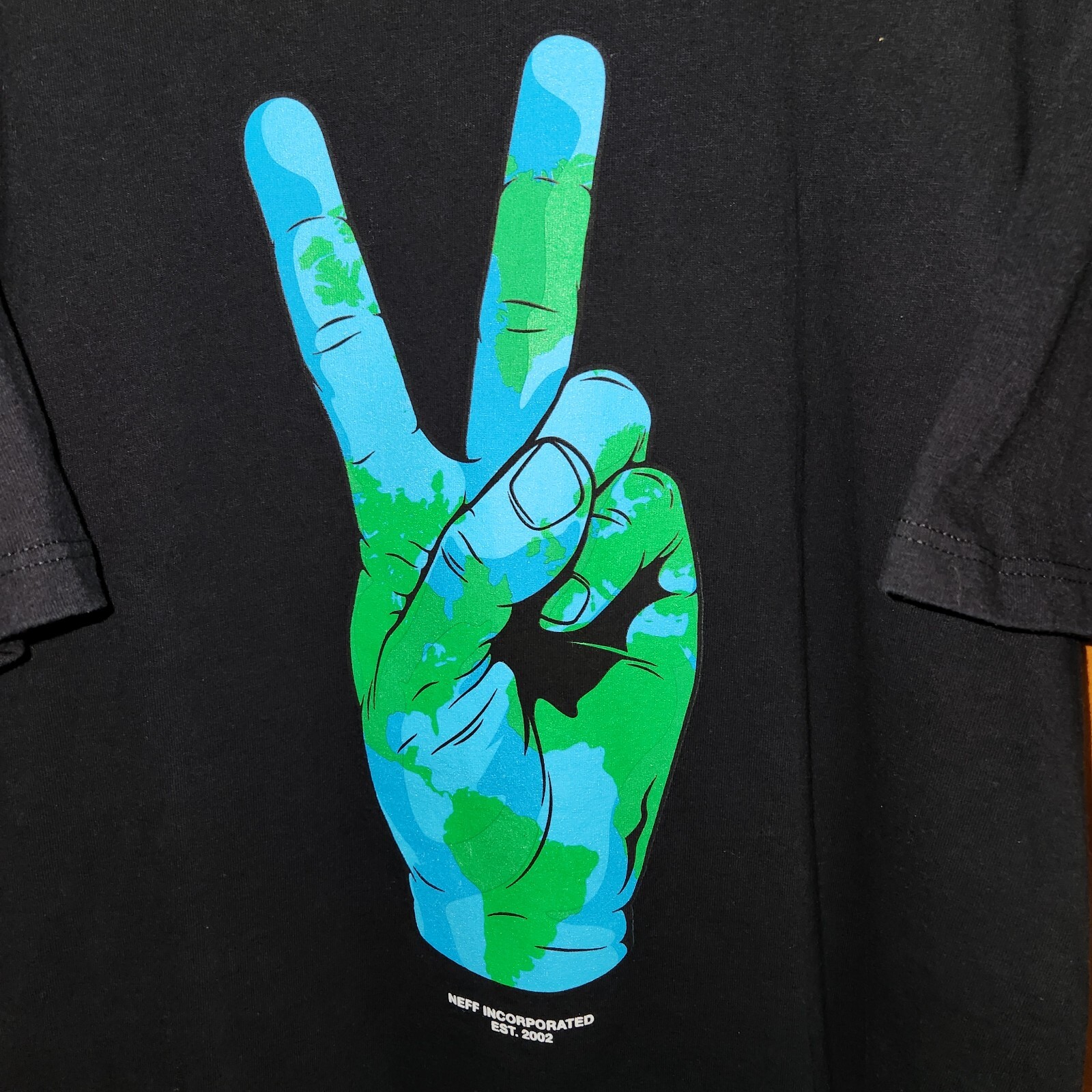 Neff World Peace Sign black graphic Tshirt Sz XL eBay
