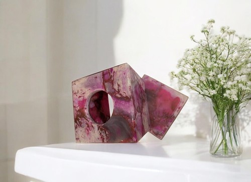 Caja de pañuelos de ágata rosa deslumbrante de 5": un acento único para interiores modernos y clásicos - Imagen 2 de 9