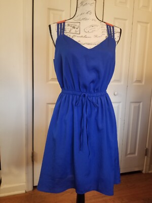 Dress Bebop Medium Royal Blue Orange Colorblock Slvlss Tback Tie Waist HiLo EUC | eBay Dress Bebop Medium Royal Blue Orange Colorblock Slvlss Tback Tie Waist HiLo EUC | eBay