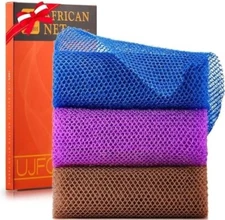 3 Pieces African Bath Sponge African Net Long Net Bath Sponge Exfoliating Shower
