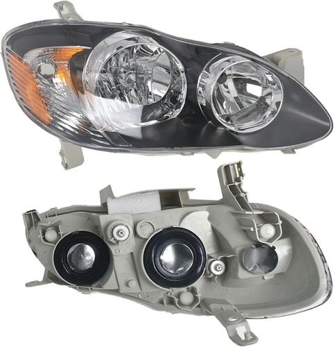 Fits 2003-2008 Toyota Corolla S Replacement Black Headlights Lamp NEW PAIR SET - Picture 4 of 7