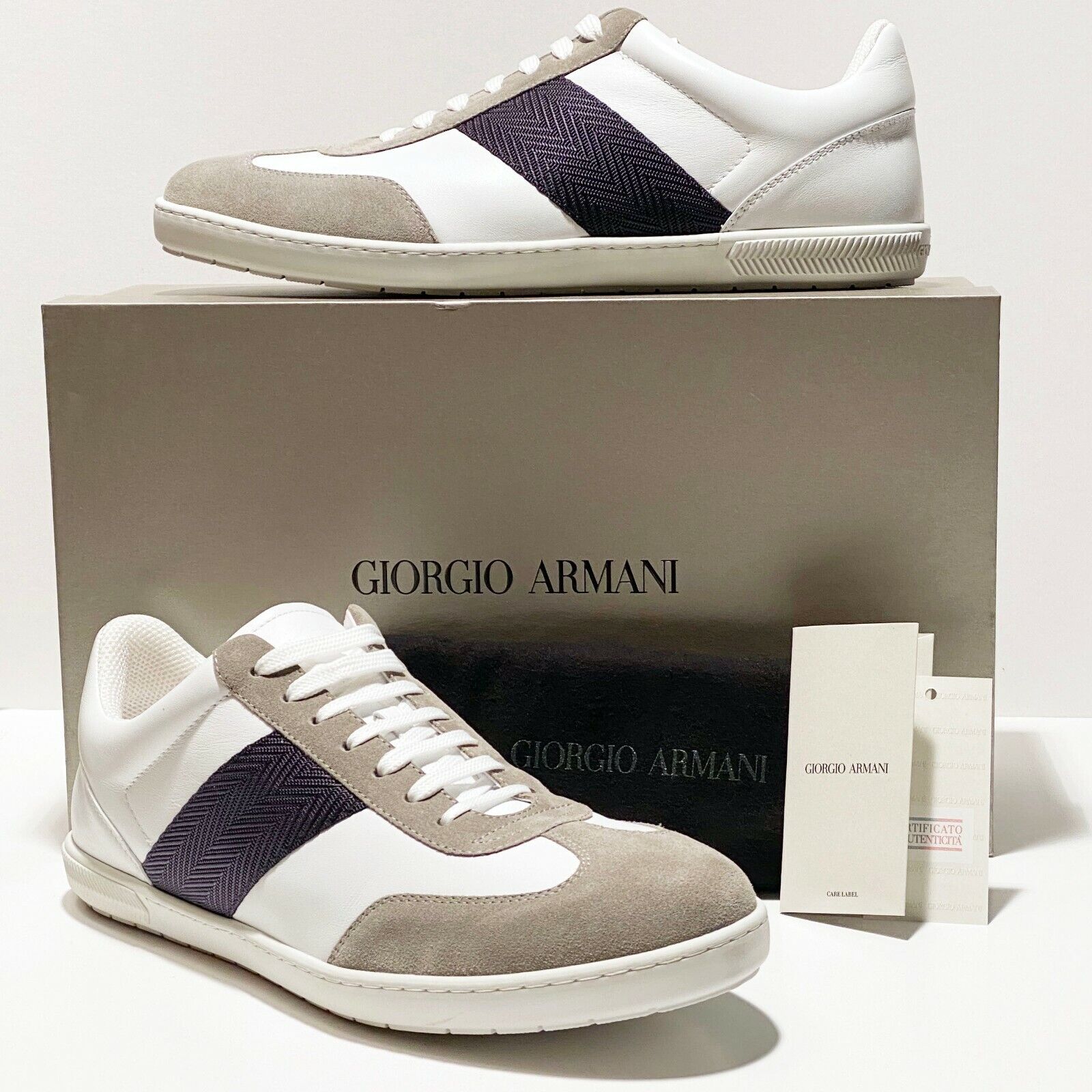 Emporio Armani Sneaker Size 8 | Black shoes sneakers, Armani men, White  shoes sneakers