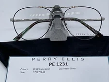Brand New PERRY ELLIS Eyeglass Frames PE 1231-2 Green Silver 57-17-145