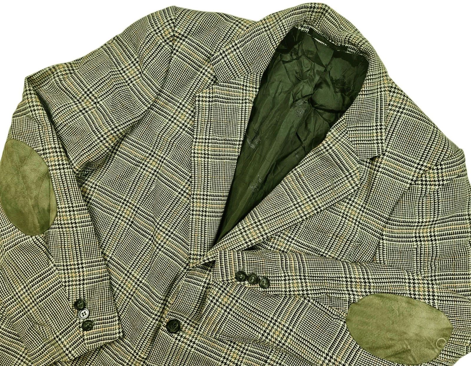 Giacca blazer uomo HOT VINTAGE BURBERRYS SPORT PELLE PATTEGGIATA BEIGE LANA PLAID M