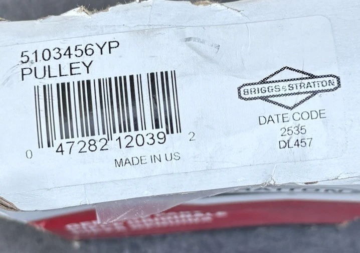BRIGGS and STRATTON GENUINE PART 5103456YP PULLEY photo 2